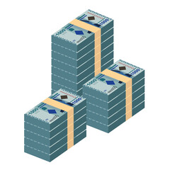 Tanzanian Shilling Vector Illustration. Tanzania money set bundle banknotes. Paper money 1000 TSH. Flat style. Isolated on white background. Simple minimal design.