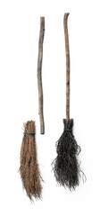witches black broom isolated on white background