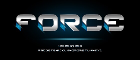 Modern futuristic alphabet font. typography urban style fonts for technology, digital, movie, logo design