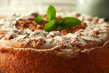 Homemade round cake close up