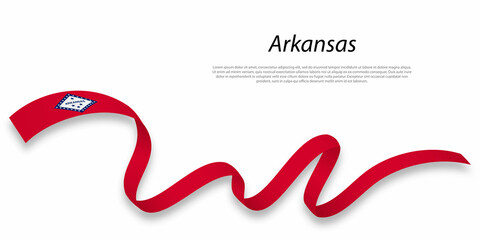 Waving ribbon or stripe with flag of Arkansas