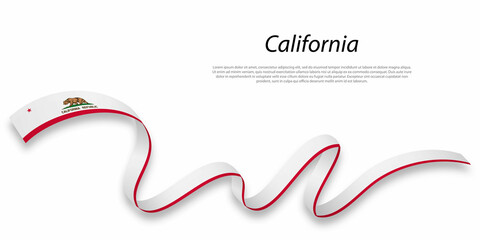 Waving ribbon or stripe with flag of California