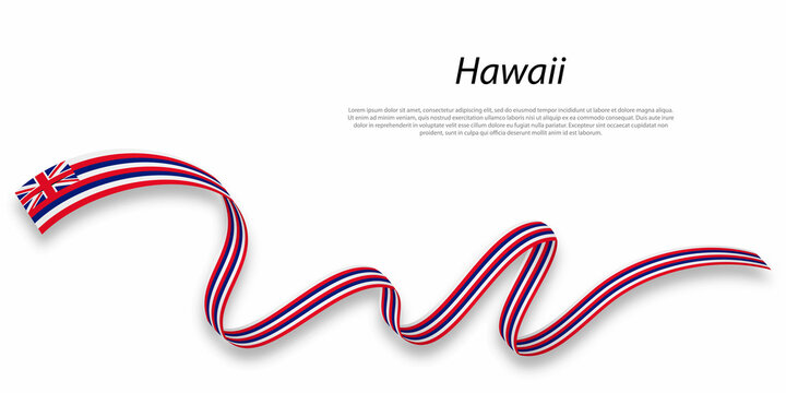 Waving ribbon or stripe with flag of Hawaii