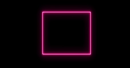 Rectangle, frame of energy, neon, smoke. purple, lilac rectangle on a black background. Gradually, a neon square of energy appeared and a constant flicker in the rectangle.