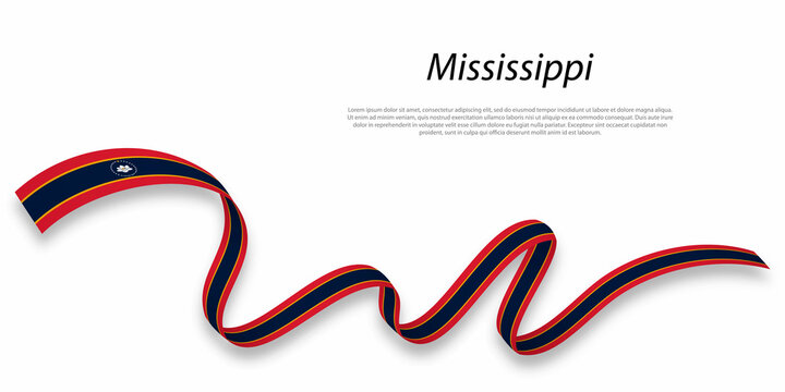 Waving ribbon or stripe with flag of Mississippi