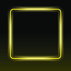 Rounded square glowing neon banner. Dark background