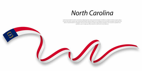 Waving ribbon or stripe with flag of North Carolina