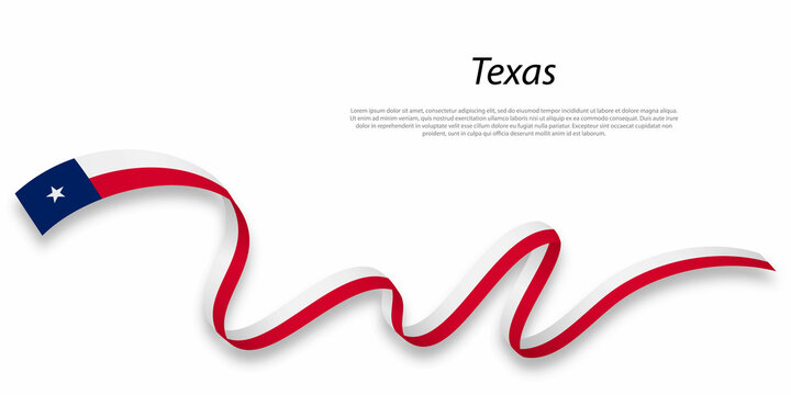 Waving ribbon or stripe with flag of Texas