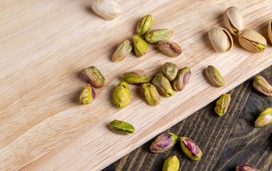 fried green pistachio nuts in a shell