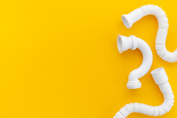 Plumbing pipes flatlay. Plumbing work concept. Top view