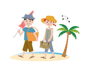 カップル　海水浴