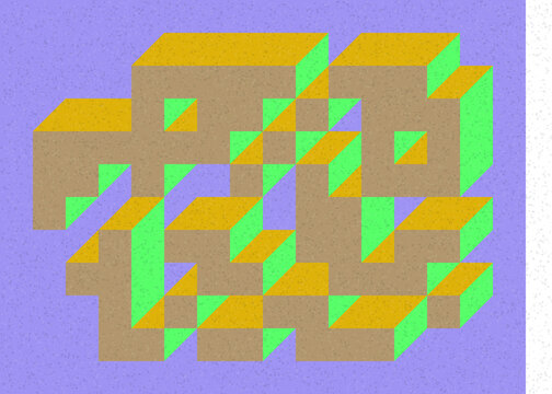 Implementation of Edward Zajec&rsquo;s &ldquo;Il Cubo&rdquo; from 1971. Essentially a Truchet tile set of 8 tiles and rules for placement art illustration