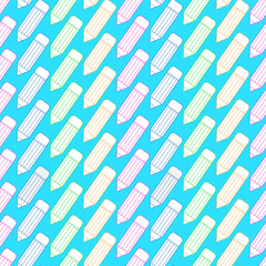 Colorful pencil school seamless pattern. Education simple background. Vector illustration outline flat design style.