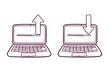 hand drawn download and upload illustration