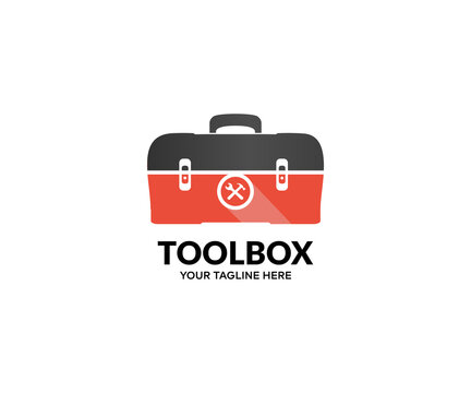 Red toolbox full of hand tools, modern toolbox logo design. Handyman Service Toolbox Or Tool Box vector design and illustration.