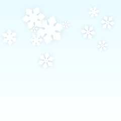 Christmas  Vector Background with Falling Snowflakes. Isolated on Red Background. Realistic Snow Sparkle Pattern. Snowfall Overlay Print. Winter Sky. Papercut Snowflakes.