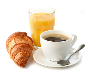 coffee americano, croissant and orange juice