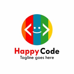 Happy code logo template illustration