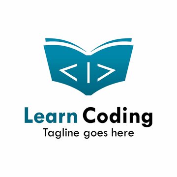 Learn coding logo template illustration