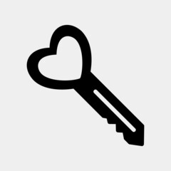 Love key icon in solid style, use for website mobile app presentation