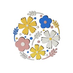 Naive childish flat paper cut print with flowers. Summer Scandinavian floral nursery print design in pastel blue and yellow colors
