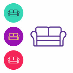 Set line Sofa icon isolated on white background. Set icons colorful. Vector