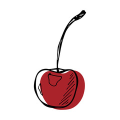 Vector cherry clipart. Hand drawn berry icon. Fruit illustration. For print, web, design, decor, logo.