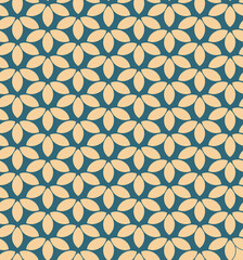 Seamless decorative golden pattern on an emerald background, floral ornament in Japanese style. Modern linear art illustrations for wallpapers, flyers, covers, banners, backgrounds