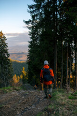 hiking in the mountains