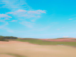 abstract illustration of field landscape and blue sky