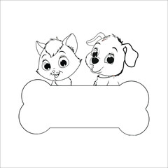 cat couple coloring page for kids