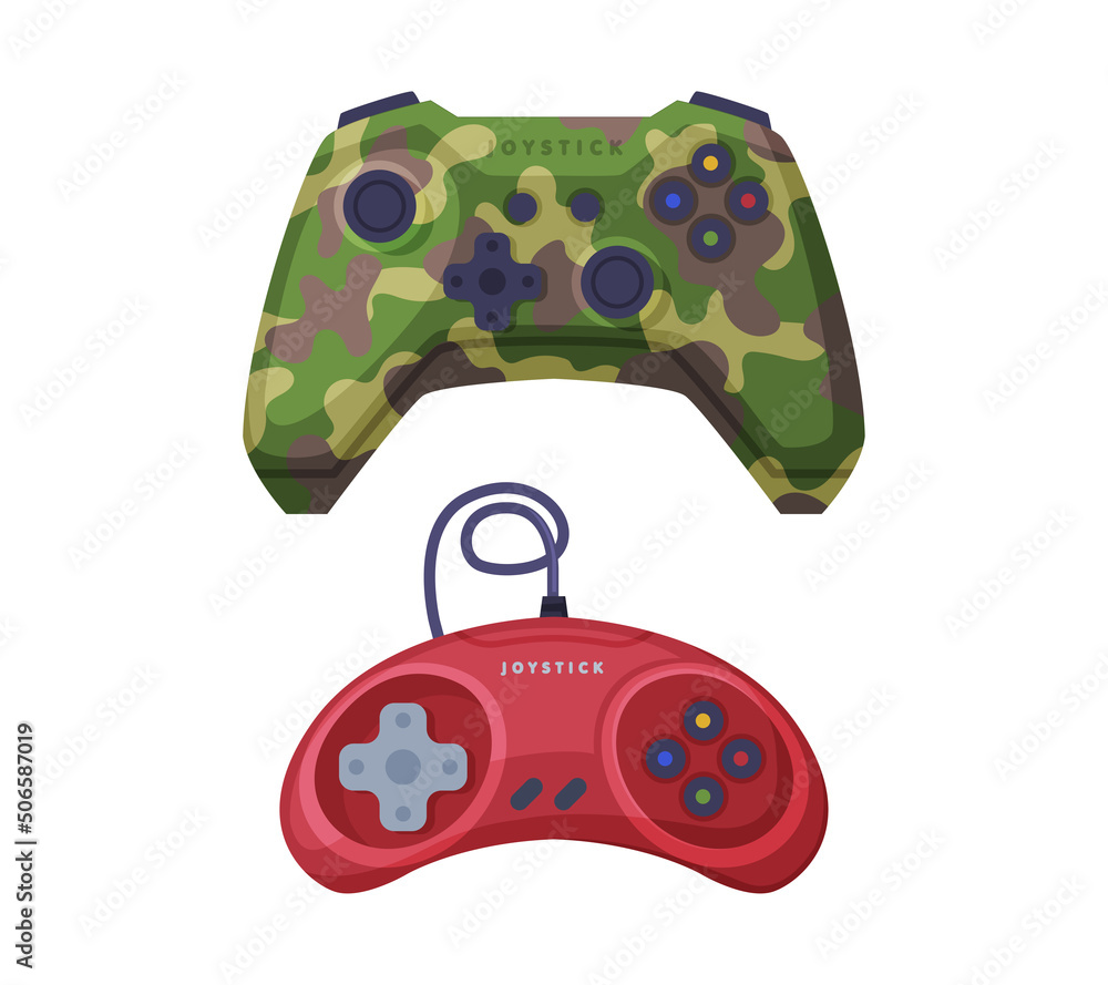 Poster gamepad as game controller and input device for video game console vector set