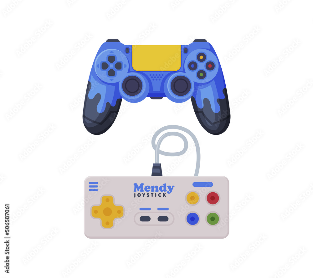 Poster gamepad as game controller and input device for video game console vector set