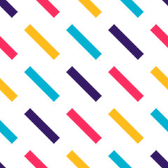 White seamless pattern with colorful bars.