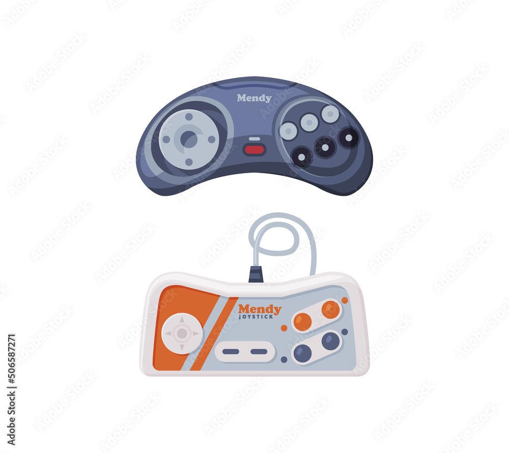Poster gamepad as game controller and input device for video game console vector set
