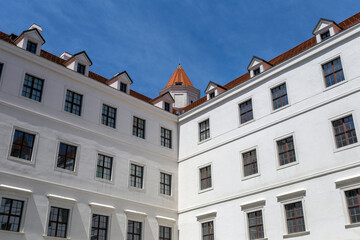 Fototapeta na wymiar The inner court of the Bratislava castle on a sunny spring day