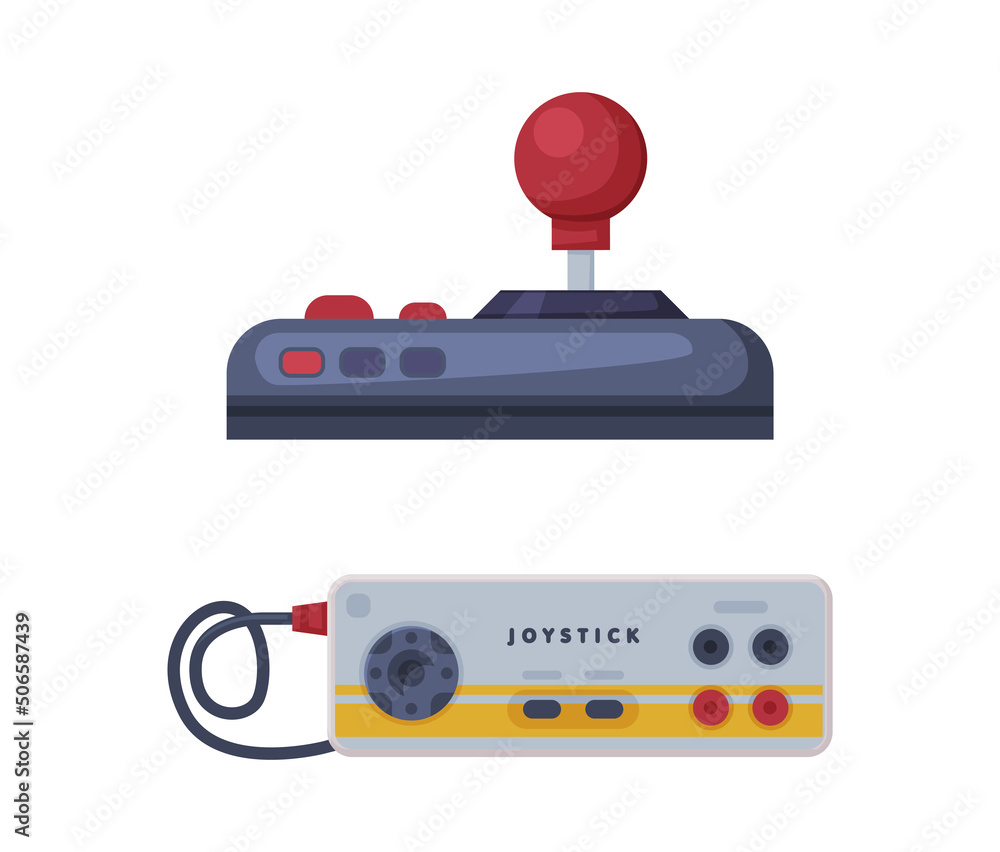Poster gamepad as game controller and input device for video game console vector set