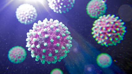 Hepatitis B virus particles, illustration