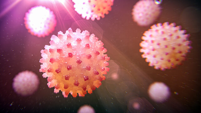 Hepatitis B virus particles, illustration