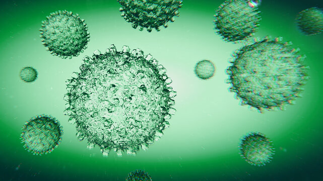 Hepatitis B virus particles, illustration