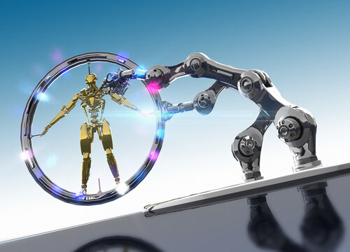 Robot manufacturing, conceptual illustration