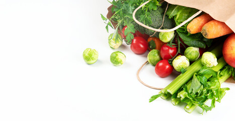 Raw vegetables on light background.
