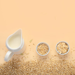Oats on colourful background.