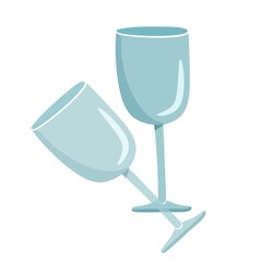 Two drinking glasses. Flat vector isolated object