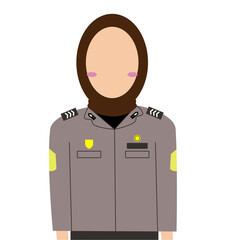 Hijab Indonesian Police Woman Vector Illustration