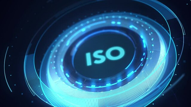 ISO Standard certification standardisation quality control concept on screen.
