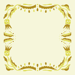 Vector modern frame in a retro style. Flowers and abstract elements. Suitable for printing, poster, print, postcard, lettering