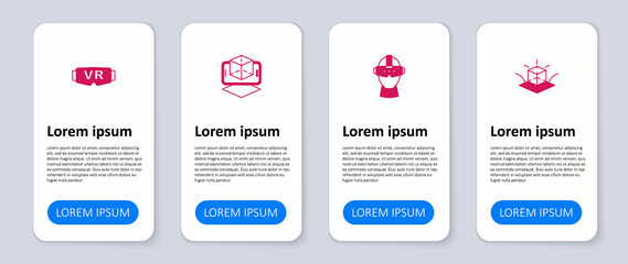 Set 3d modeling, Virtual reality glasses, and . Business infographic template. Vector