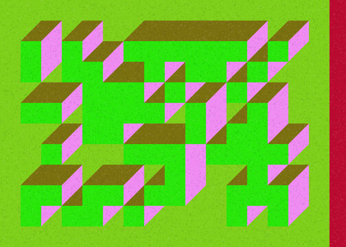 Implementation of Edward Zajec&rsquo;s &ldquo;Il Cubo&rdquo; from 1971. Essentially a Truchet tile set of 8 tiles and rules for placement art illustration