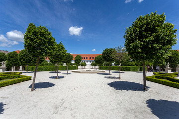 Baroque garden of the Bratislava castle on a sunny spring day